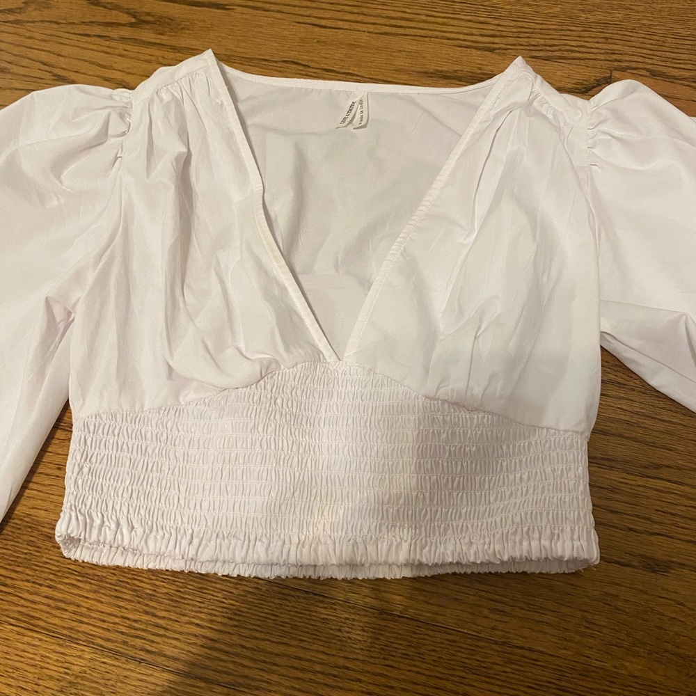 balloon sleeve crop Top - Picture 4 of 7